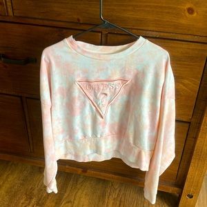 Guess Light Pink Cropped Sweatshirt
